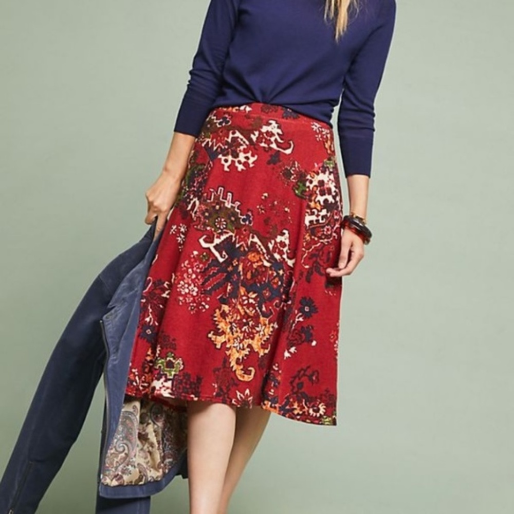NWT Anthropologie Akemi &Kim Narberth A Line Printed Skirt
